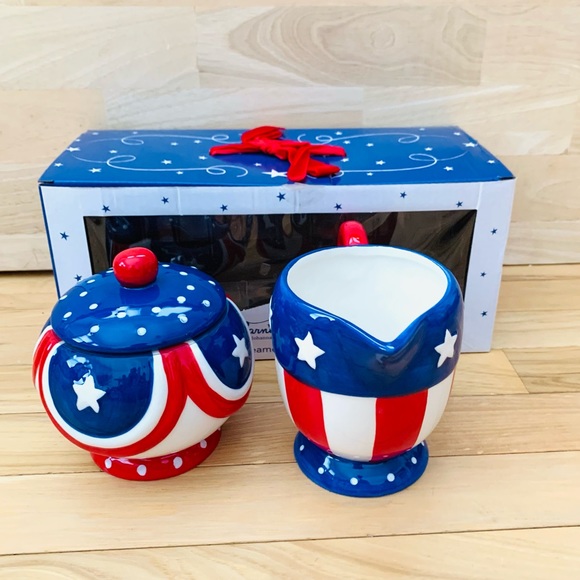 Carnival Cottage by Johanna Parker patriotic cream and sugar set - Picture 5 of 13